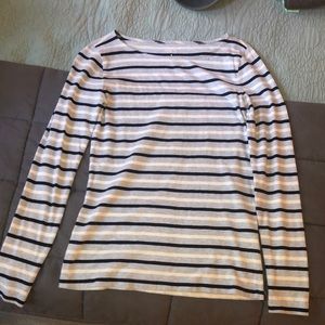 Blue and white striped J. Crew shirt